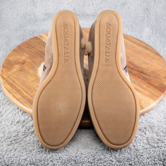 $450 AQUATALIA Cameron WATERPROOF Faux-fur-trimmed Suede WEDGE BOOTIE 9.5 (X10) - Picture 6 of 6